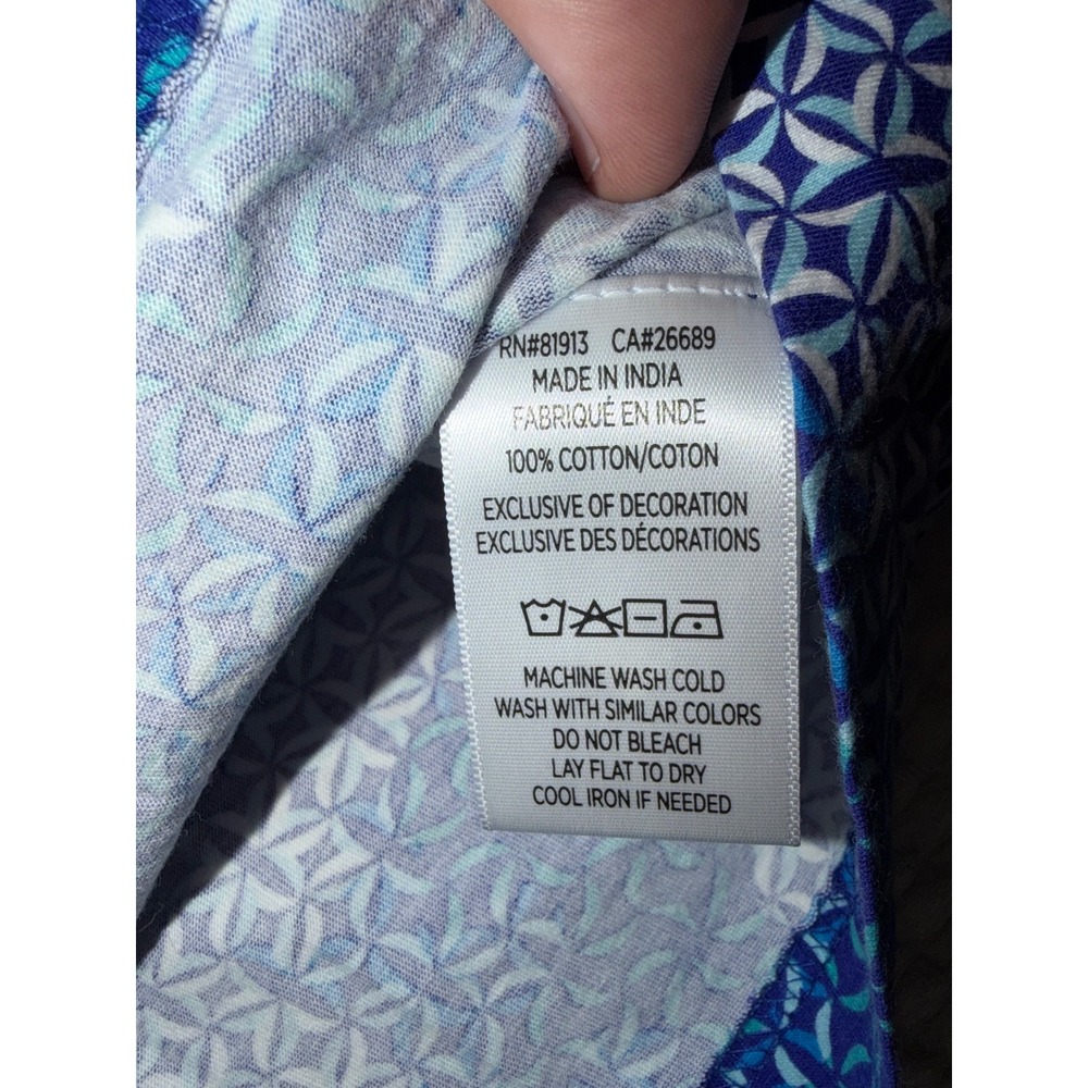Robert Graham T-Shirt Mens Large Blue Geometric Mosaic Print Short Sleeve Cotton - Picture 10 of 10